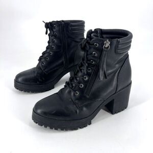 Truffle Collection Women's‎ Faux Leather Round Toe Ankle Boots Black Size 7.5